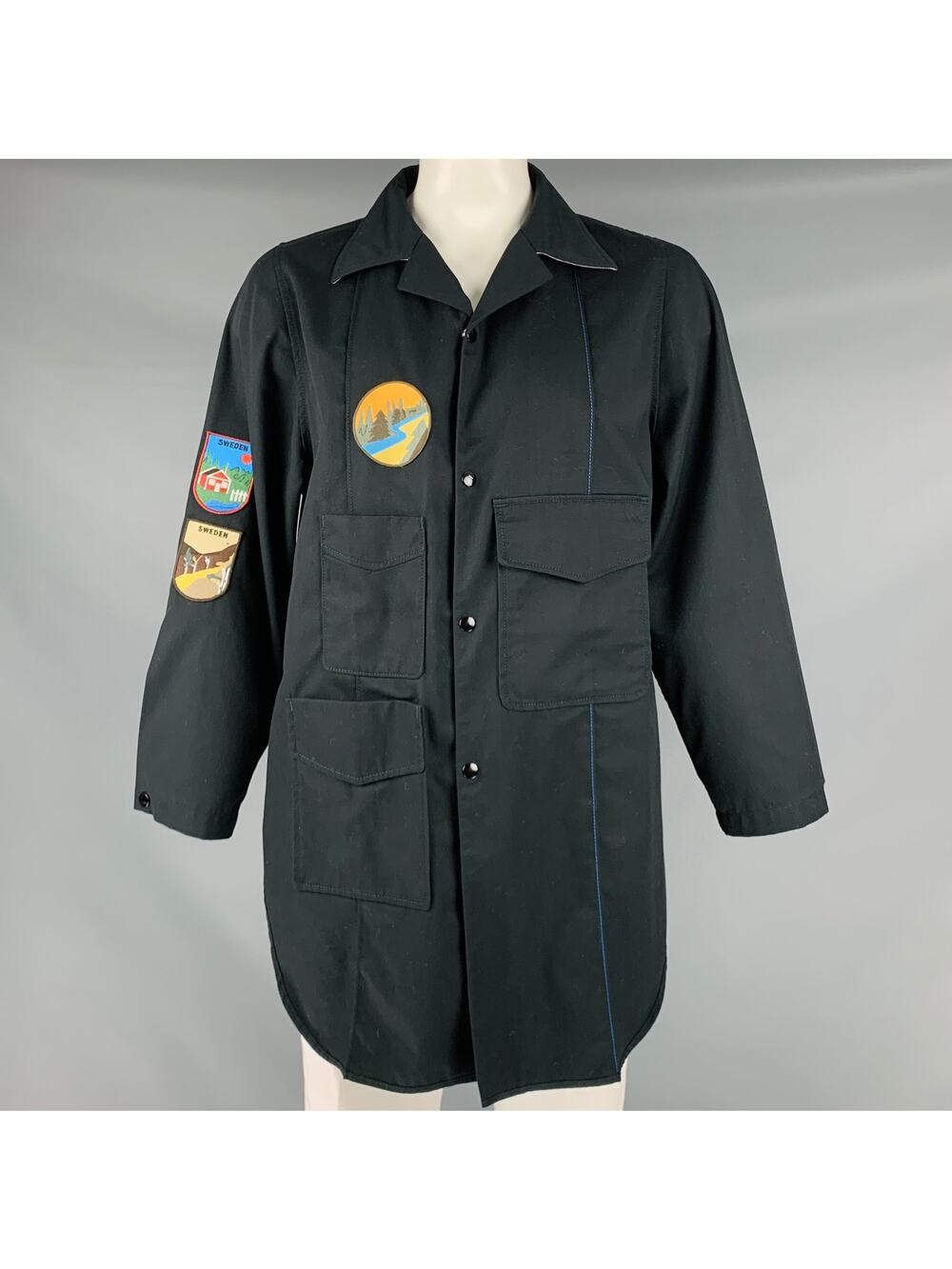 ACNE STUDIOS Size 44 Black Polyester Cotton Patches Jacket